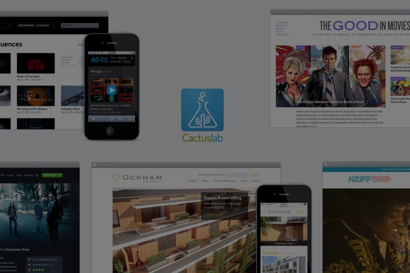 Cactuslab project examples on desktop and mobile.