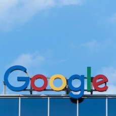 A building roof with Google's logo.