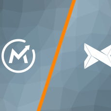 Textured polygonal background with the Mautic and SiteHost logos sitting parallel to each other.