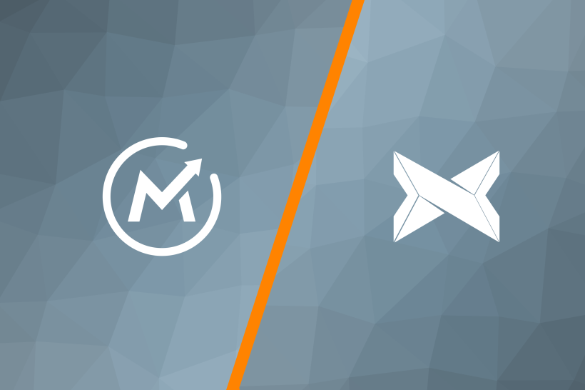 Textured polygonal background with the Mautic and SiteHost logos sitting parallel to each other.