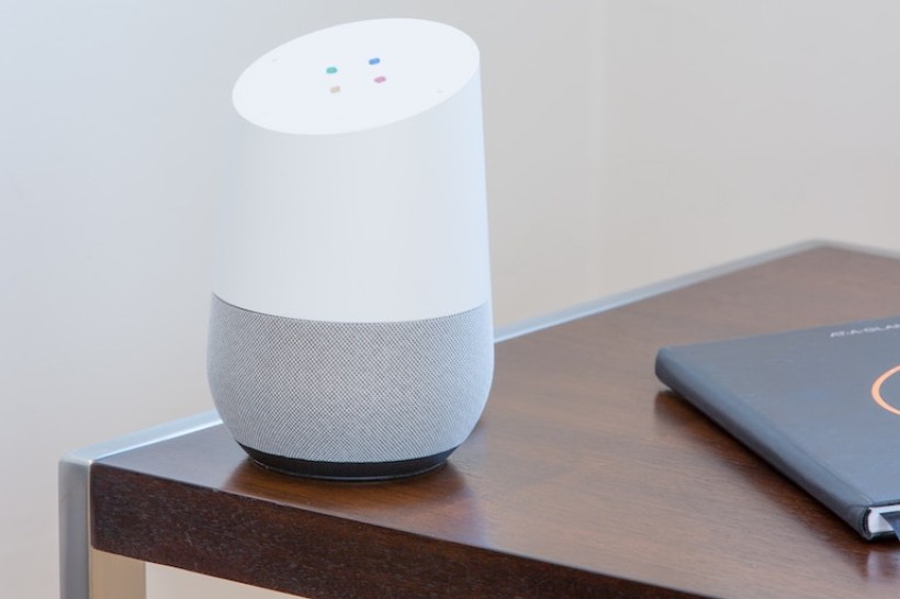 A smart speaker in a home.