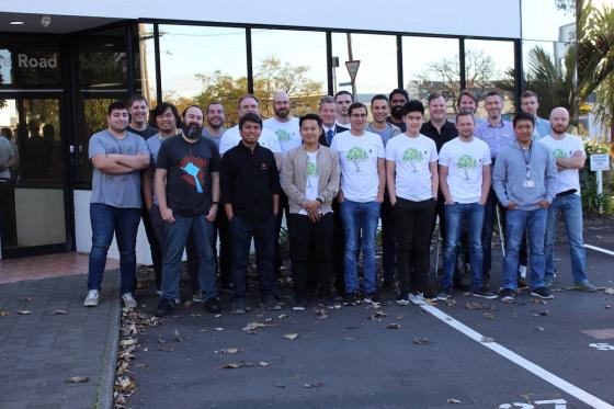 The full SiteHost team outside their new office in 2018.